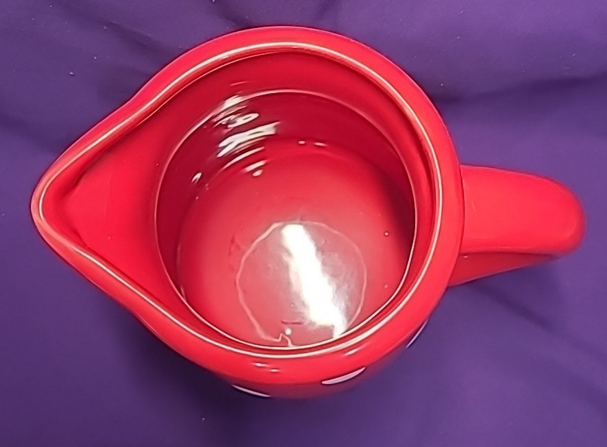 Terramoto Ceramic 7" Red & White Polka Dot Beverage Pitcher