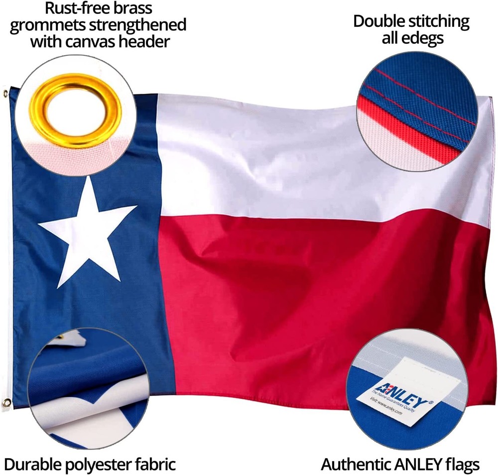 Anley Pack of 2 Fly Breeze 3x5 Ft Texas State Flag - Texas State Flags Polyester