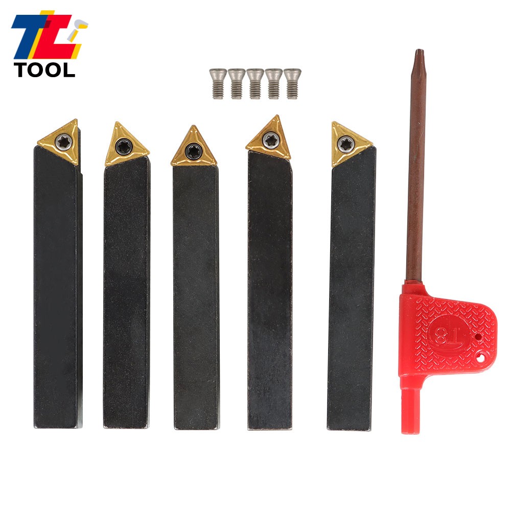 5-Pc 3/8" Lathe Indexable Carbide Insert &Turning Tooling Bit Holder Set