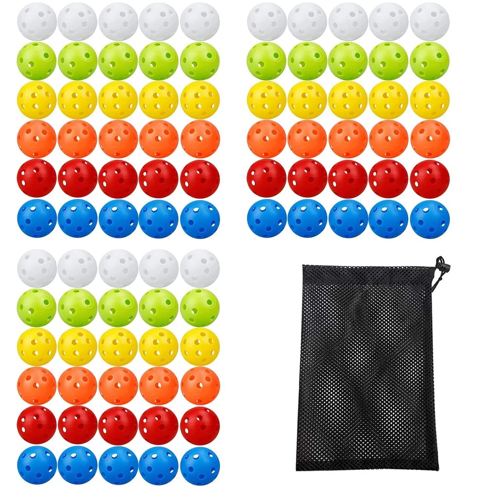 90 Pack Colorful Plastic Practice Golf Balls Airflow Hollow Training Golf Bal...