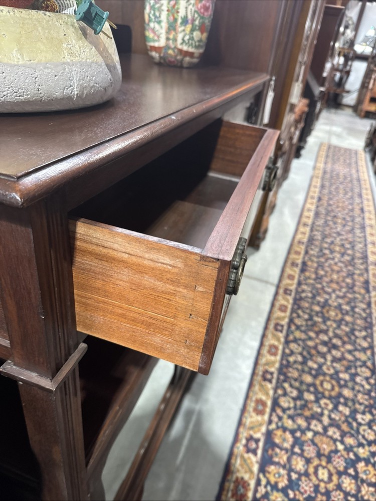 Antique Queen Anne Style Mirrored Mahogany Server