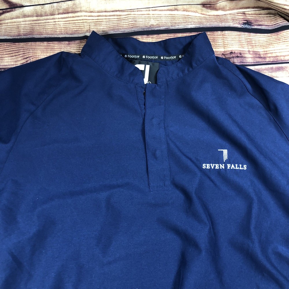FootJoy Pullover Men’s L Blue Golf Windbreaker Long Sleeve Pockets Snaps *Logo