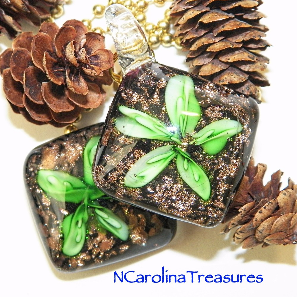 GLASS CEILING FAN LIGHT SWITCH PULL BLACK GLITTER GREEN FLORAL DIAMOND LARGE PR