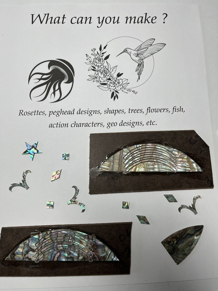 Green Abalone Standard Laminate for Inlay Projects - 4pc Semi Circle .060”