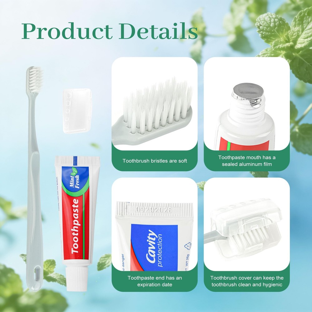 Travel Toothbrush Kit Bulk, Toothbrush Toothpaste Set, Hygiene Kit Bulk with ...