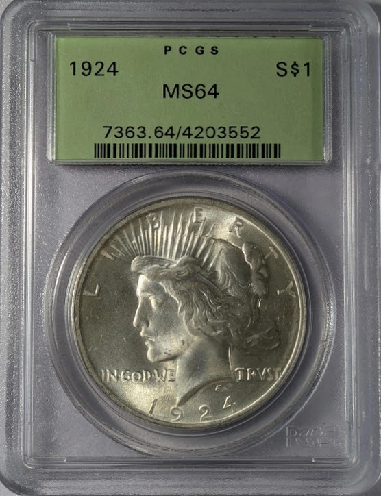 1924 Peace Silver Dollar PCGS MS-64
