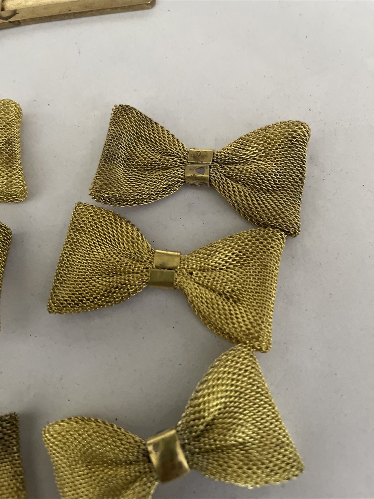 12 Vintage Brass Mesh Bow Findings