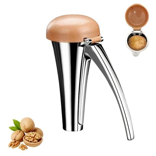 Heavy Duty Nut Cracker Tool with Splash-Proof Lid, Ergonomic Self-Retracting Han
