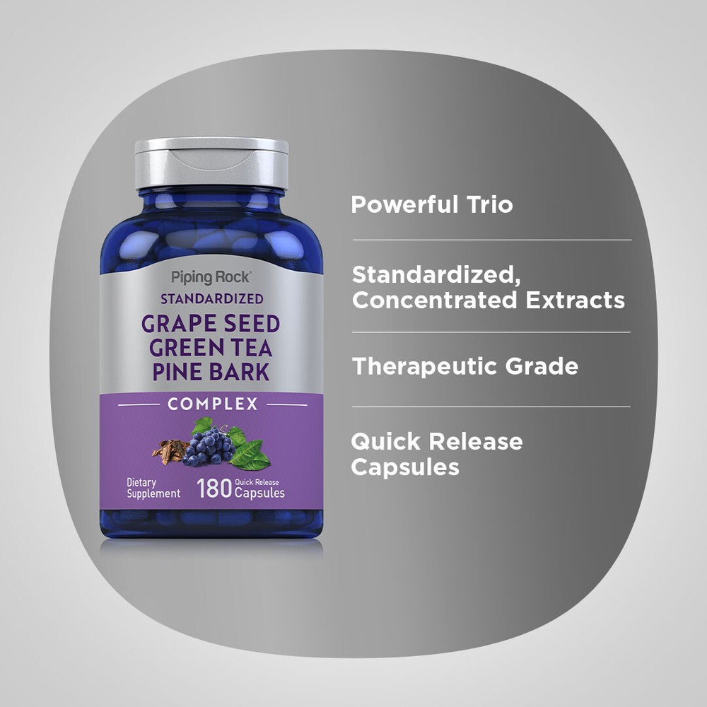 Grape Seed, Green Tea & Pine Bark Complex | 180 Capsules | by Piping Rock