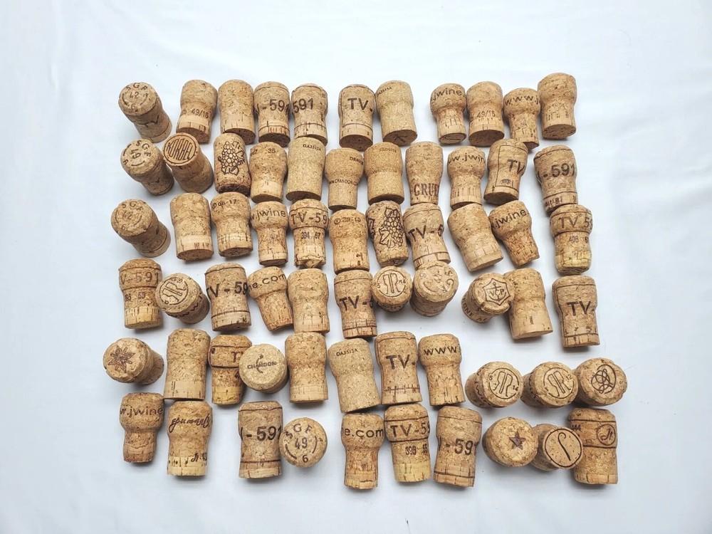 Lot Of 65 Assorted Natural Wine Corks Multiple Designs And Logos