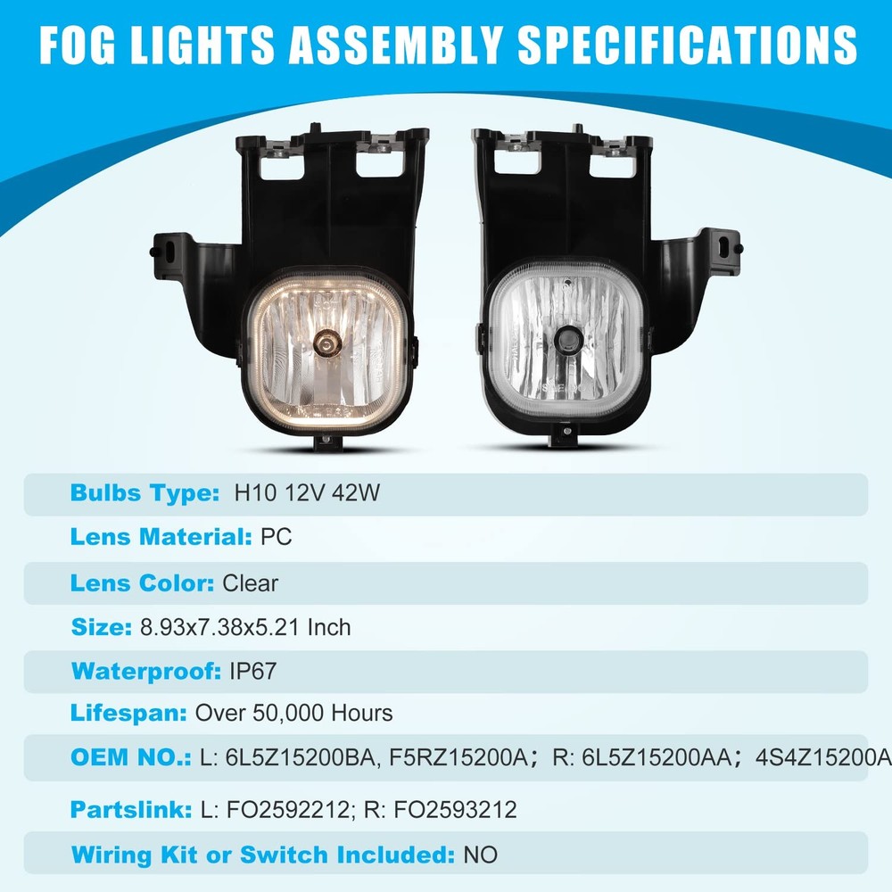 Fog Lights for Ranger 2006-2007 Driver Passenger Side