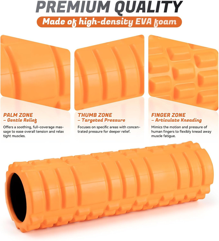 Foam Roller for Deep Tissue Massager, 18" Trigger Point Foam Roller, Patented Ex