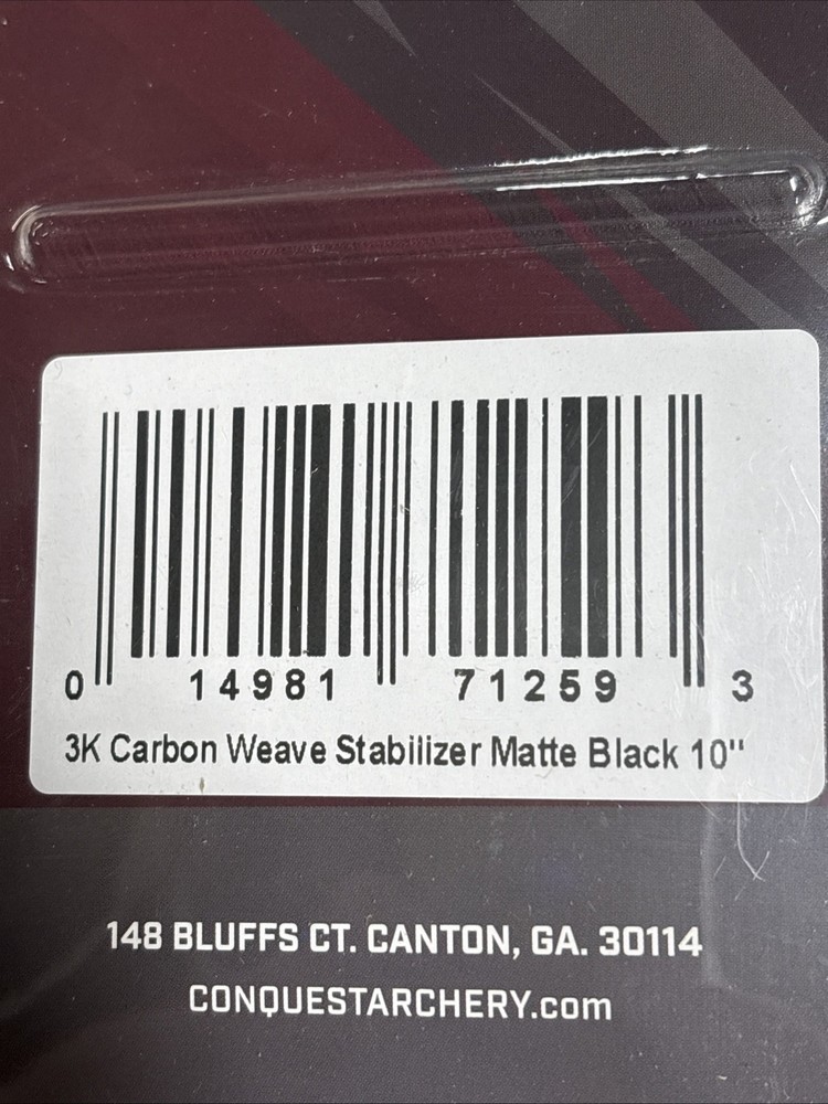 Conquest Archery 3k Carbon Weave Stabilizer 10” Matte Black