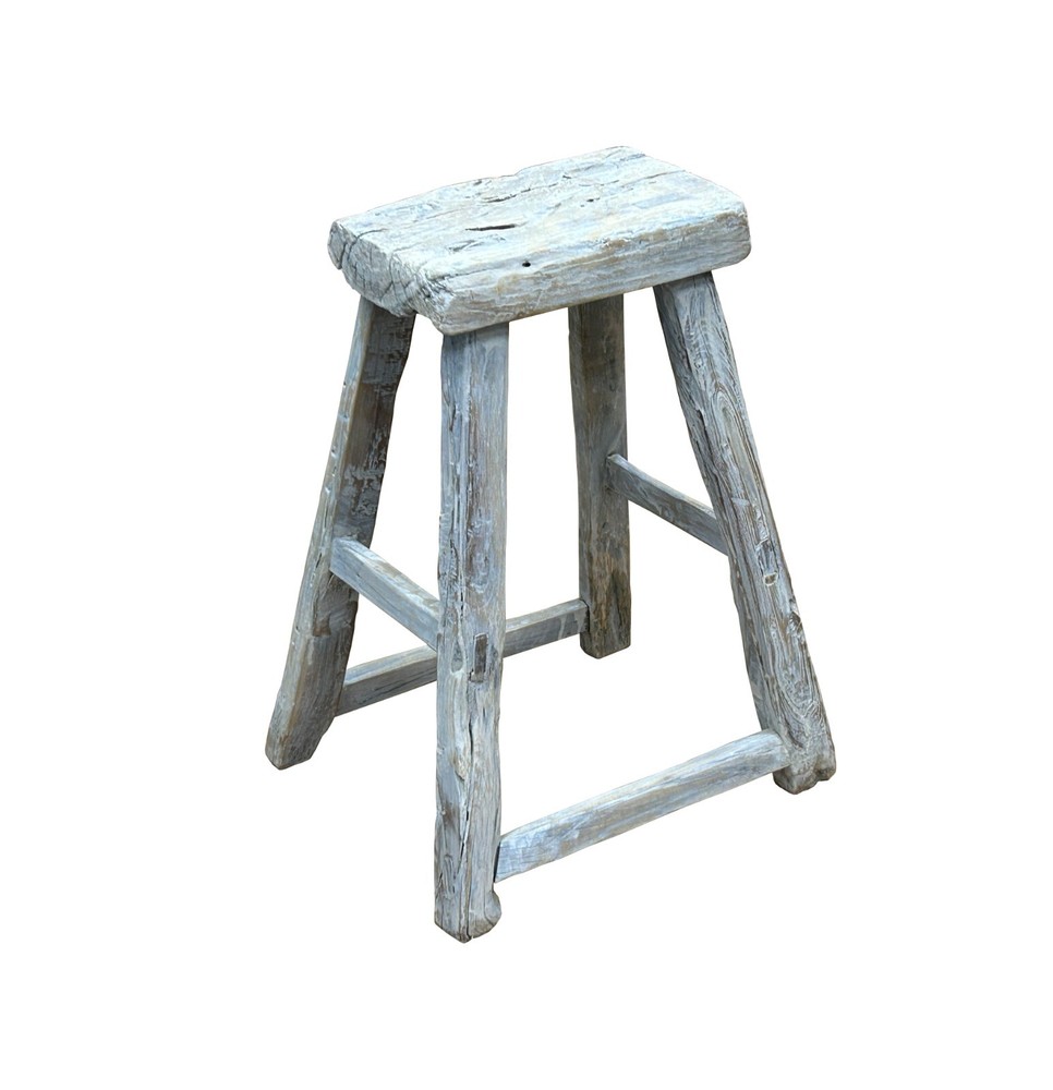 Rustic Raw Rough Wood Grain Rectangle Slim Stool Bench Side Table ws4639
