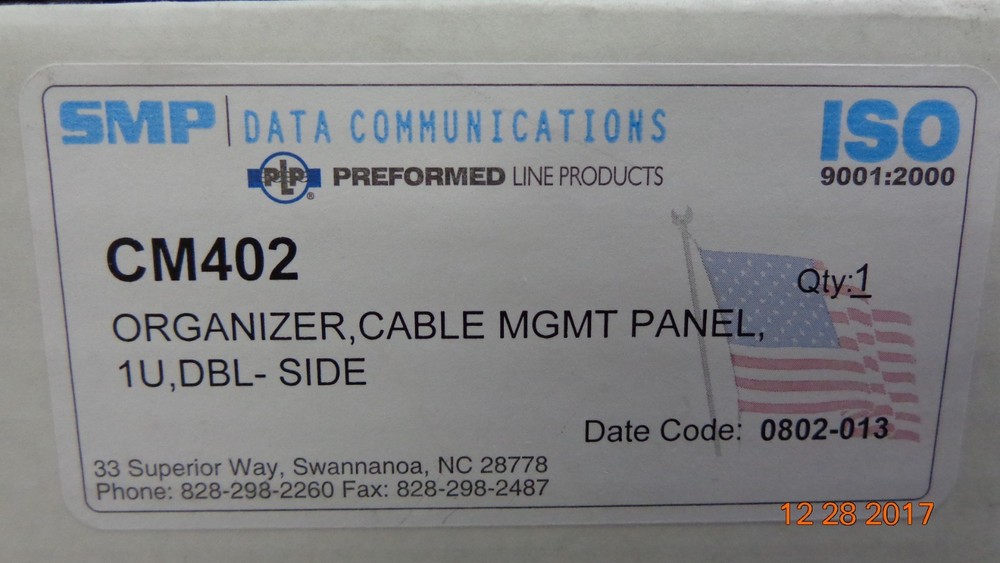 SMP/ ISO CM402 ORGANIZER, CABLE MGMT PANEL,1U, DOUBLE SIDE