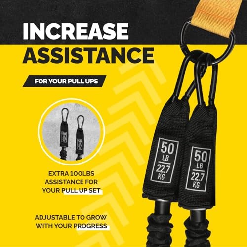 Pull Up Assistance Bands - 4 Heavy Duty Pull Up Bands with Black (Standard)