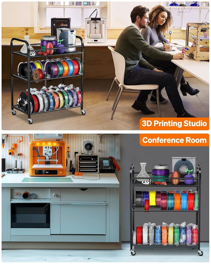 3D Printer Filament Storage Rack- Rolling Filament Spool Holders Racks with Whee