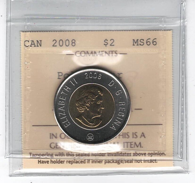 2008 Canada 2$ Polar Bear - ICCS MS66 - XGY 576