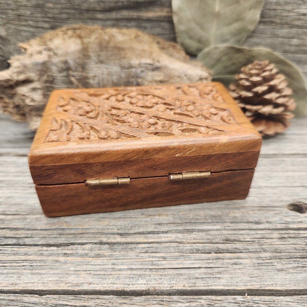 Hand Carved Keepsake Wooden Box