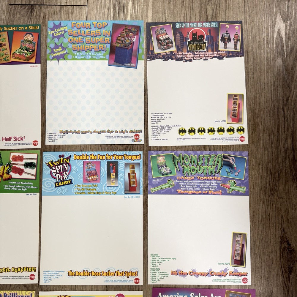 1996 Cap Candy Sales Sheets Catalog Lot Pop Store Display Retail Folder