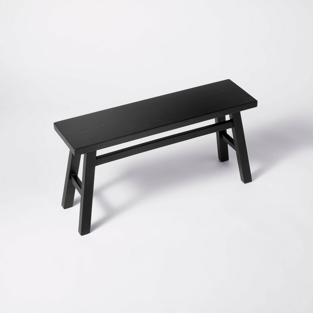 Thatcher Wood 36" Bench Solid Color Rubberwood Frame Black
