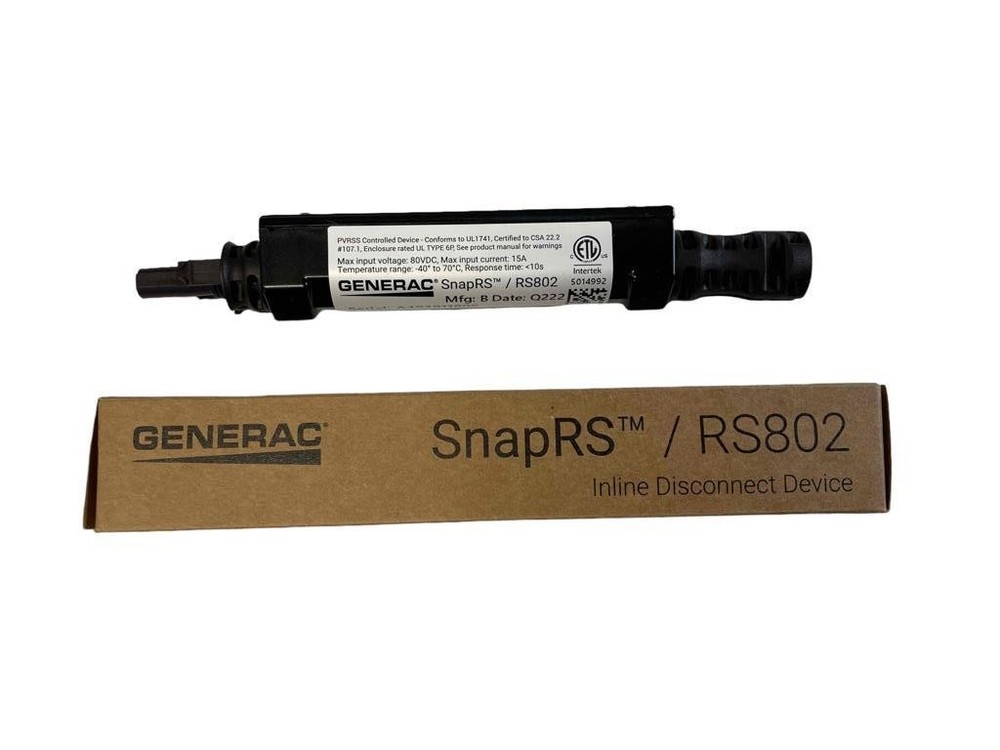 NEW Generac SnapRS RS802 Inline Disconnect Device For Use With PV Link
