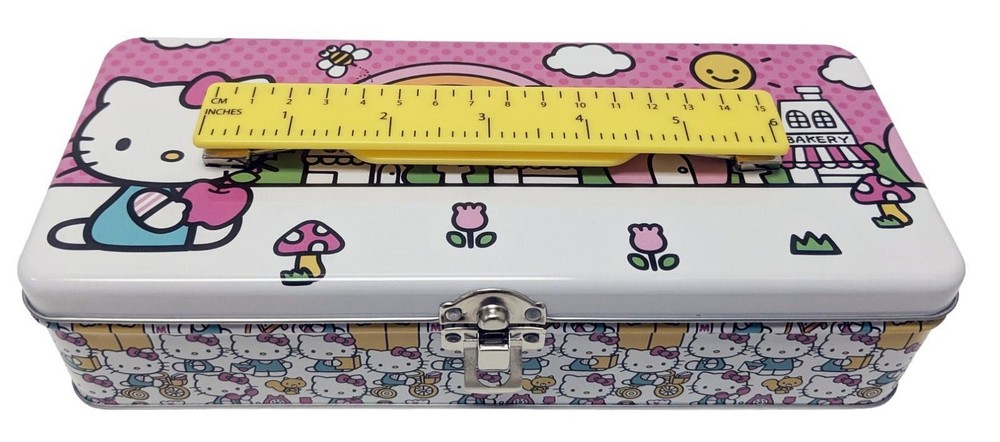 Tin Box Company Large Storage Box with Ruler Handle, Hello Kitty