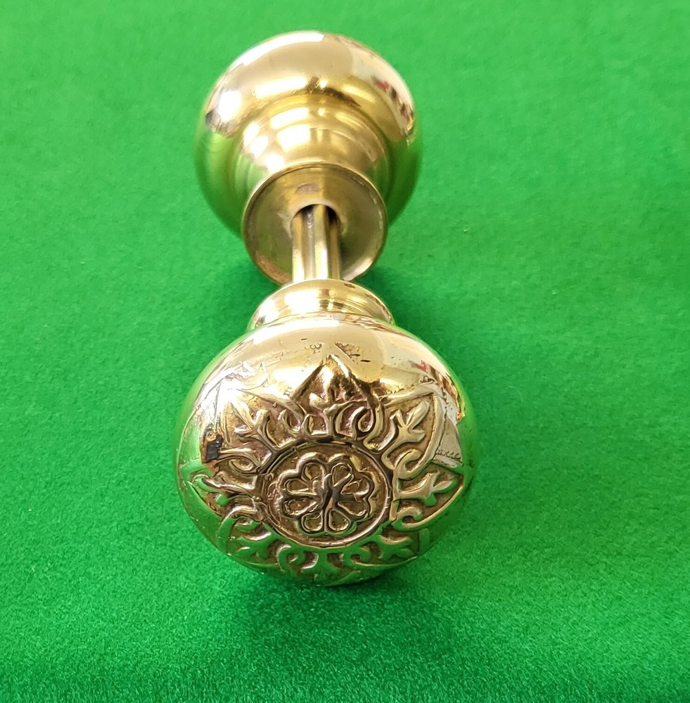 Pair round cast solid brass door knobs backplates pull handles ironmongery craft