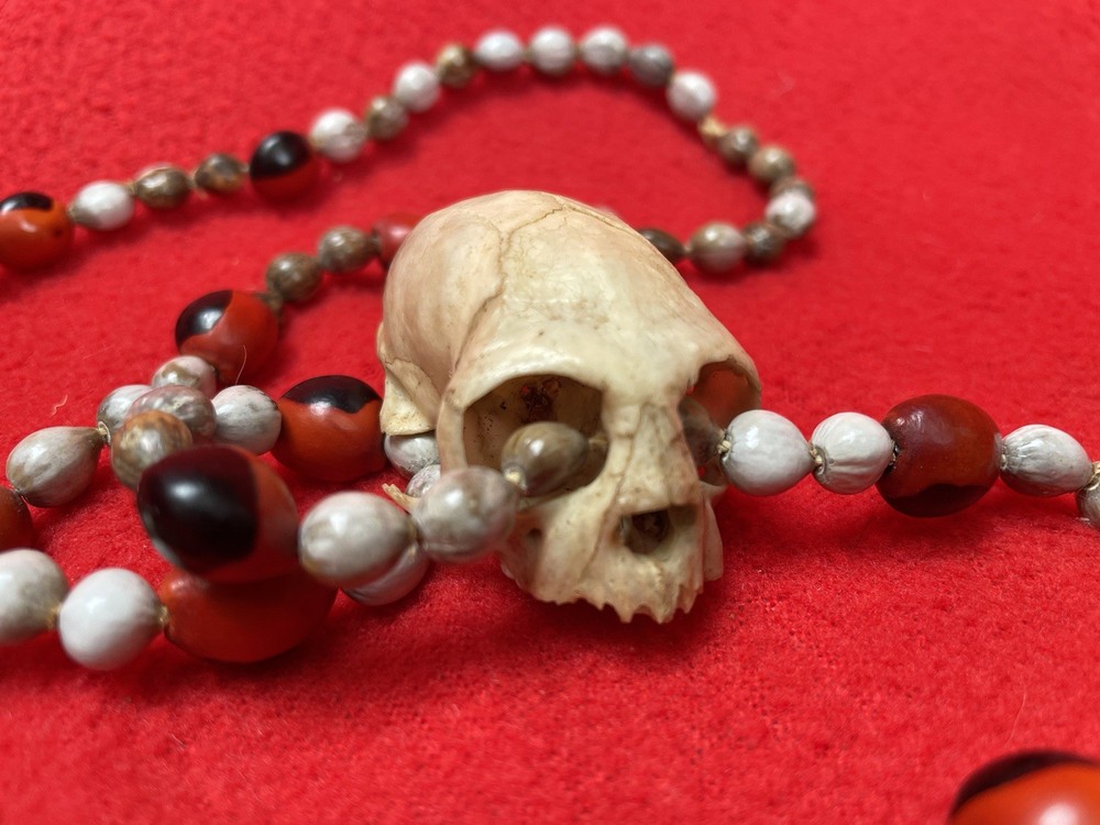 Magical Sacred Seed & Monkey Skull Shamanic Ritual Necklace