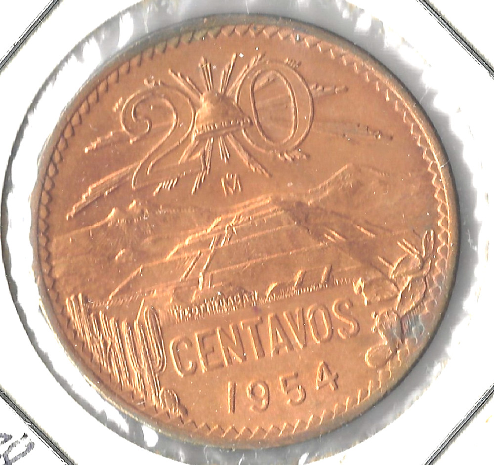 Coin Mexico 20 Centavos 1954 KM439