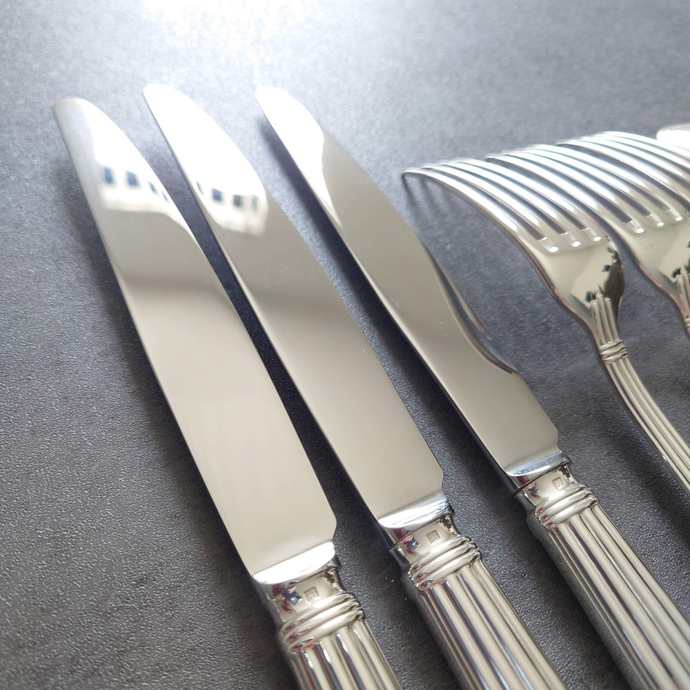 Christofle Aria 9pcs Silverplate Flatware Table Knife Fork Spoon Excellent