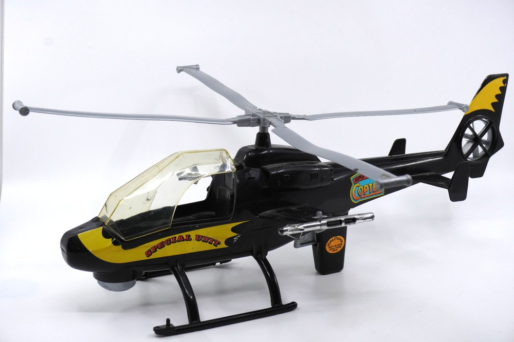 Vtg. Processed Plastic CO. Helicopter w/ Trigger Spin Blades 18" Black Gi Scale