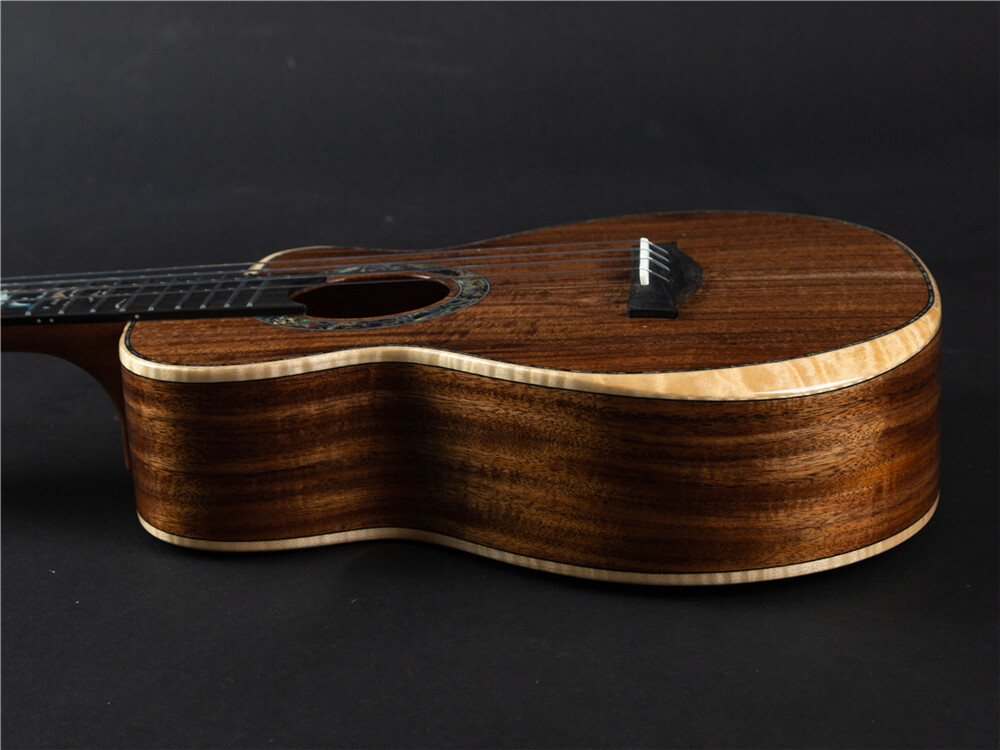 Tiki Solid Koa Cutaway Tenor Ukulele (Abalone Inlay)