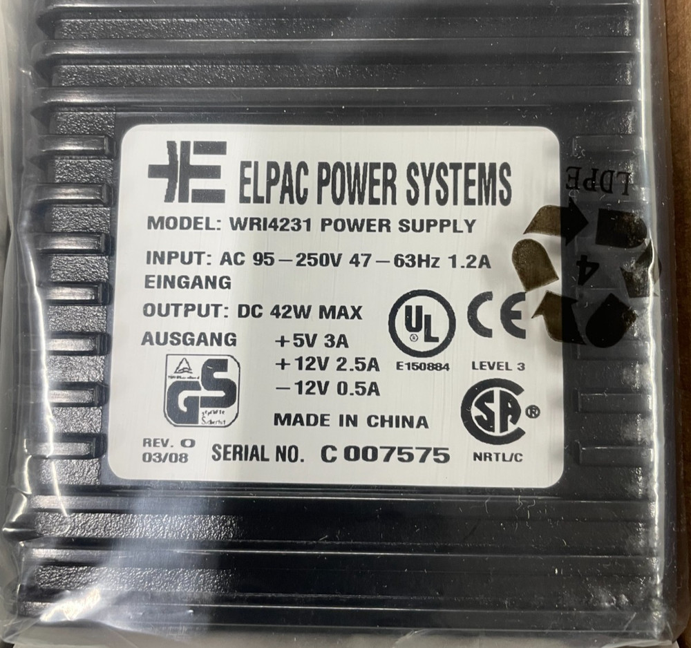 Elpac Power Systems Model WRI 4231 Power Supply