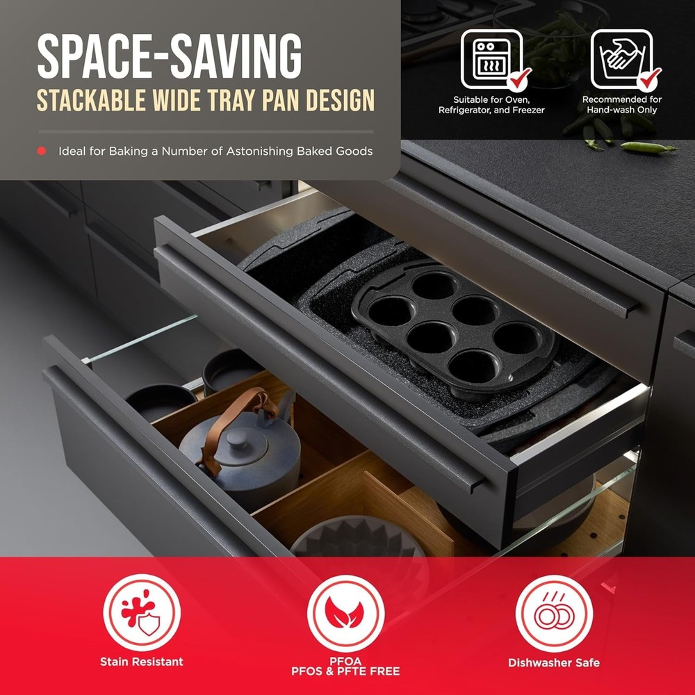 10-Piece Bakeware Sets Nonstick Carbon Steel Baking Sheet & Pans Stackable