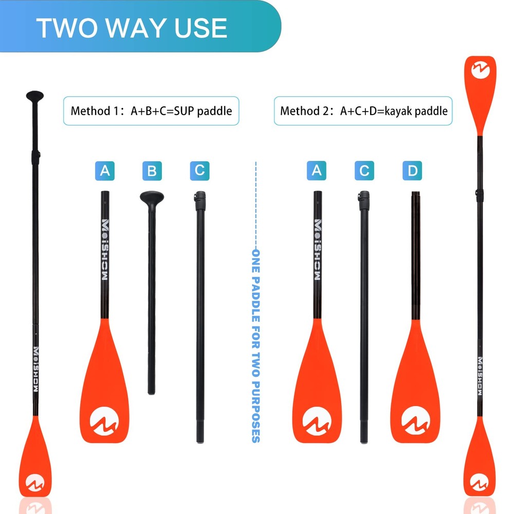 SUP Paddle Board Paddle - Adjustable Paddleboard Paddle Oar 4-Piece Floating ...