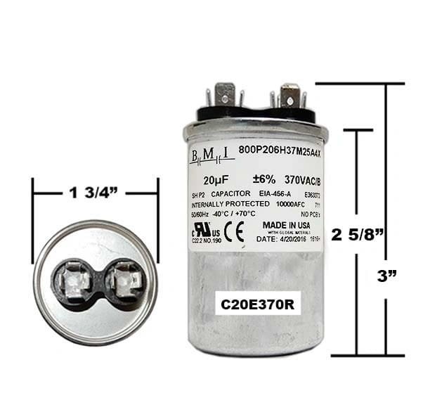 20 MFD 370 VAC Round Run Capacitor