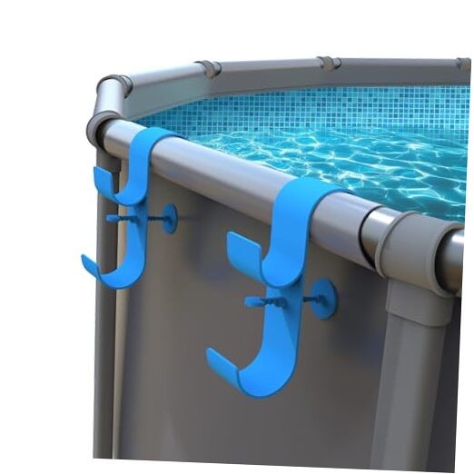 Poolside Pool Leaf Skimmer Net Holder, Above Ground Pool Pole Blue-2Pack