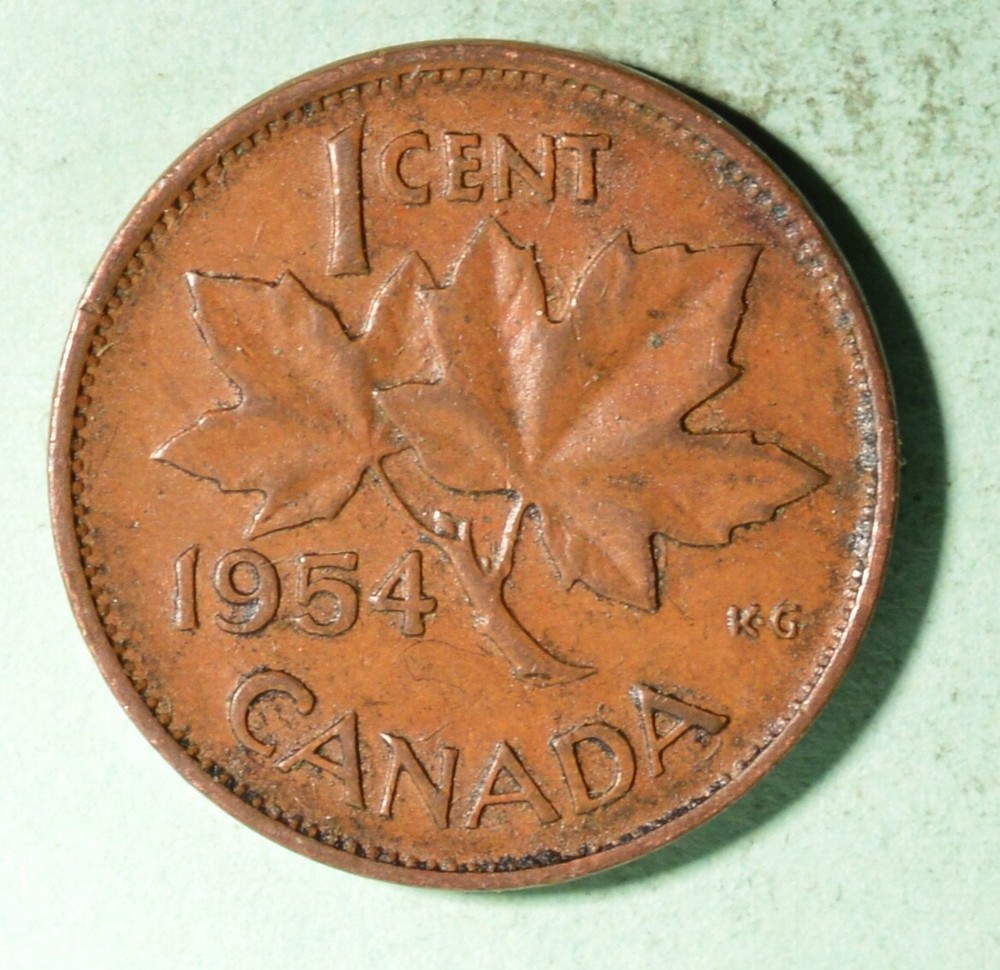 1954  1 Cent Canada 🇨🇦 Copper Penny - INV# A-34