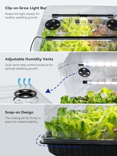 Seed Starter Tray with Grow Lights - 54-Cell Kit, Humidity Dome, Timer & Adjusta