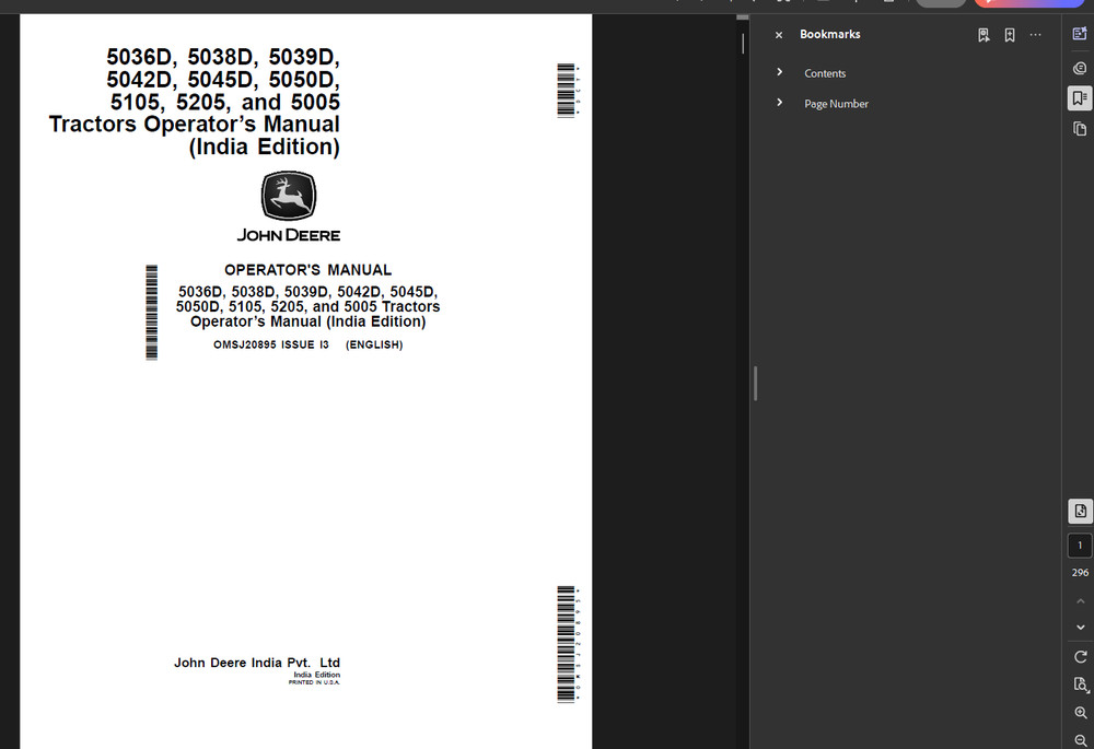 JOHN DEERE 5045D TRACTOR OWNERS OPERATORS MANUAL PDF FILE ON USB