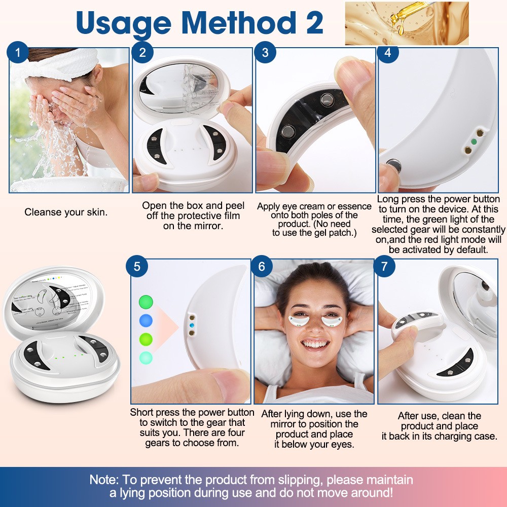 Red Light Under Eye Therapy Massager Microcurrent Eye Care Dark Circles Removal