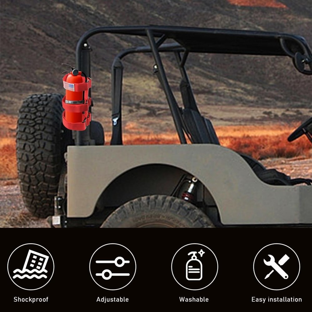 Fire Extinguisher Holder Roll Bar Mount Strap Jeep Wrangler