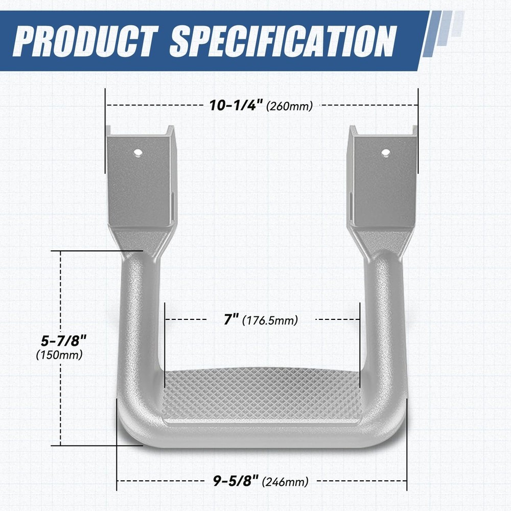 1 Inches Universal Side Step with Mounting Brackets for Pickups & Trucks, Alu...