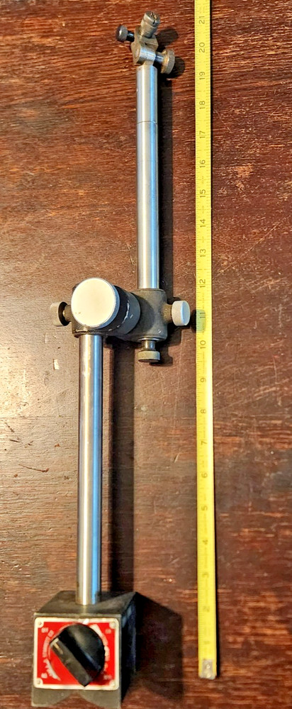 STARRETT 659 HEAVY DUTY MAGNETIC BASE INDICATOR HOLDER POST ASSEMBLY W INDICATOR