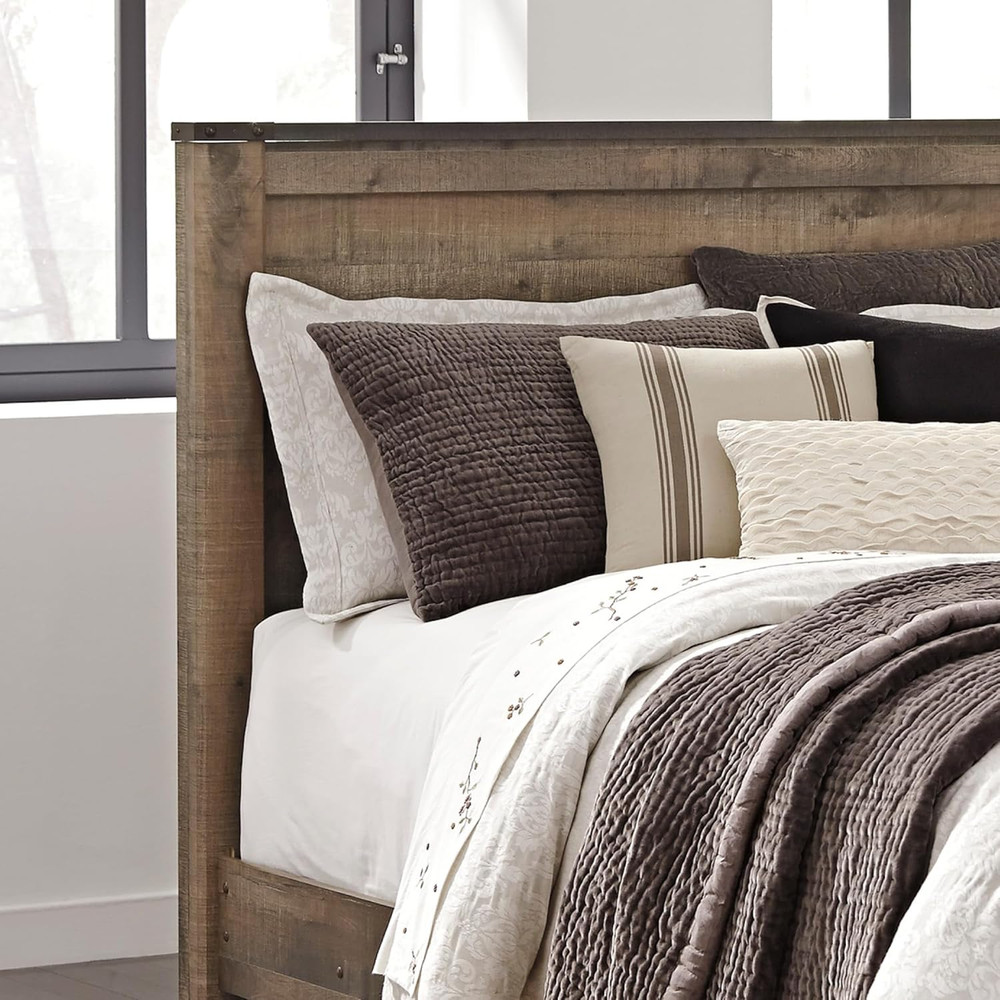 Warm Brown Rustic Queen Panel Headboard - Trinell Collection