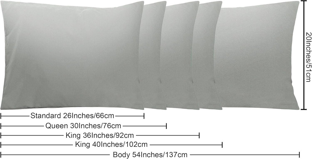 King Pillowcase Set - 2 Pack Brushed Microfiber 20X36 Pillowcases - Soft, Wrinkl