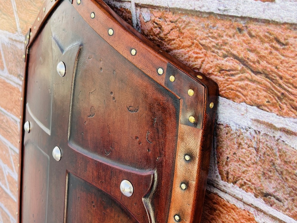 Templar Shield | Handmade Leather Cross Shield | Leather Templar Shield