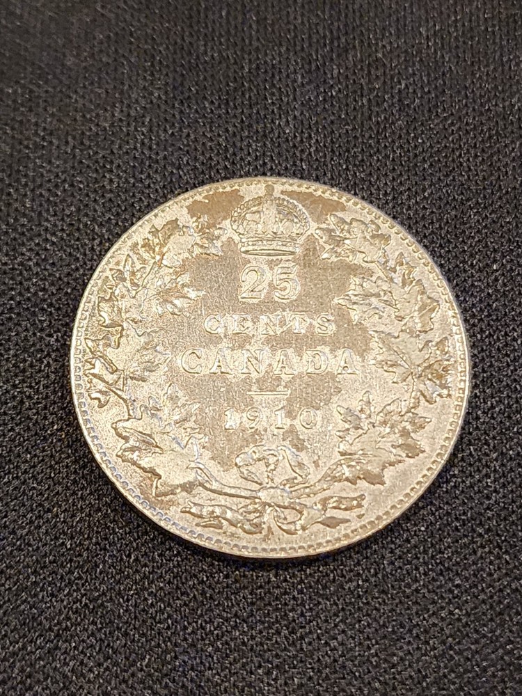 1910 Canada 25 Cents Silver Coin