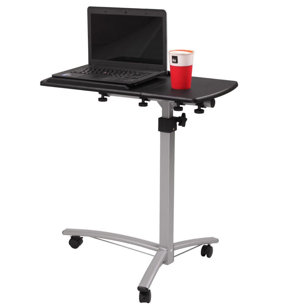 Rolling Height Angle Adjustable Laptop Stand Computer Desk Portable PC Bed Table